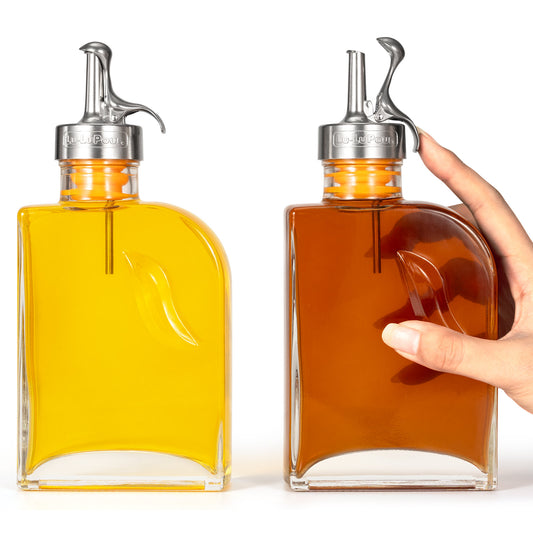 Easy-handle Oil Dispenser Bottle with Stainless Steel Pourer Spouts