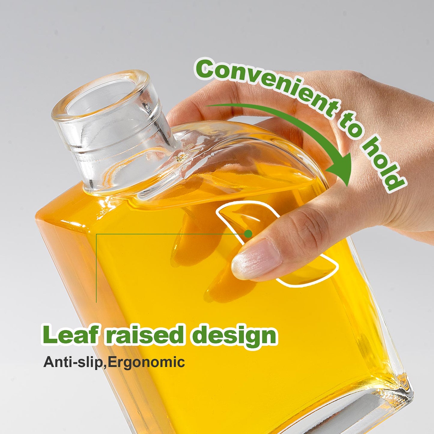 Easy-handle Oil Dispenser Bottle with Stainless Steel Pourer Spouts